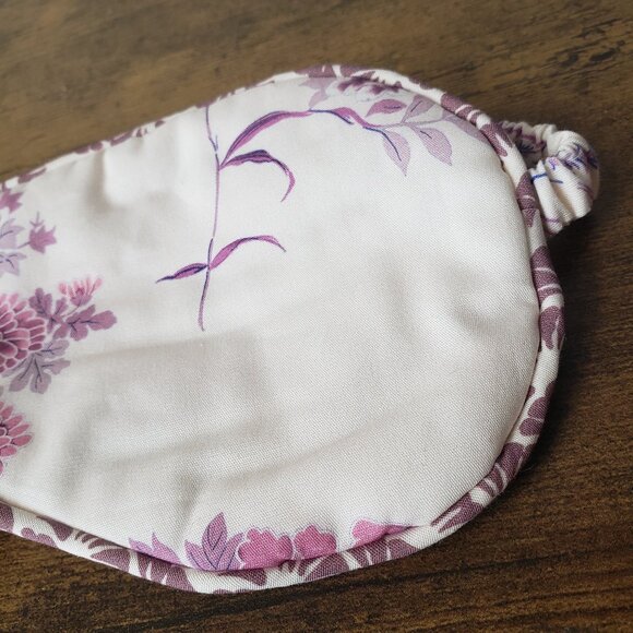 Beautiful Natural Botanical pink cream white purple print reversible sleep mask - Picture 5 of 10